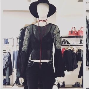 Zara  sheer lace top small